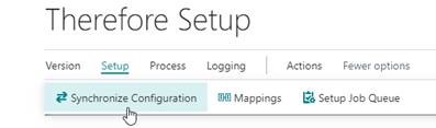 The Synchronize configuration option under Setup > Synchronize configuration The Synchronize configuration option under Setup > Synchronize configuration