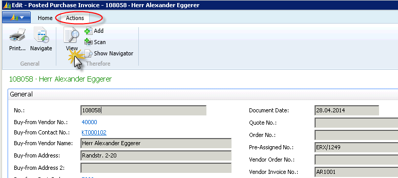 Figure 43: Posted Purchase Invoice (Therefore⢠functions) Figure 43: Posted Purchase Invoice (Therefore⢠functions)