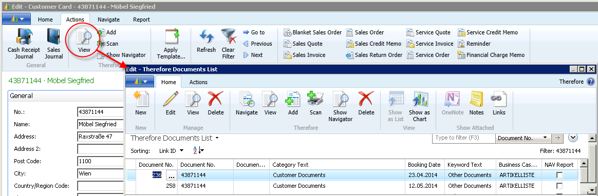 Figure 11: Viewing archived documents list (Customer Card) Figure 11: Viewing archived documents list (Customer Card)