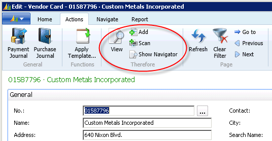 Figure 14: Action-Buttons Therefore (Vendor Card) Figure 14: Action-Buttons Therefore (Vendor Card)