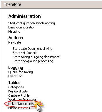 Figure 19: Therefore™ menu function “Linked Documents”