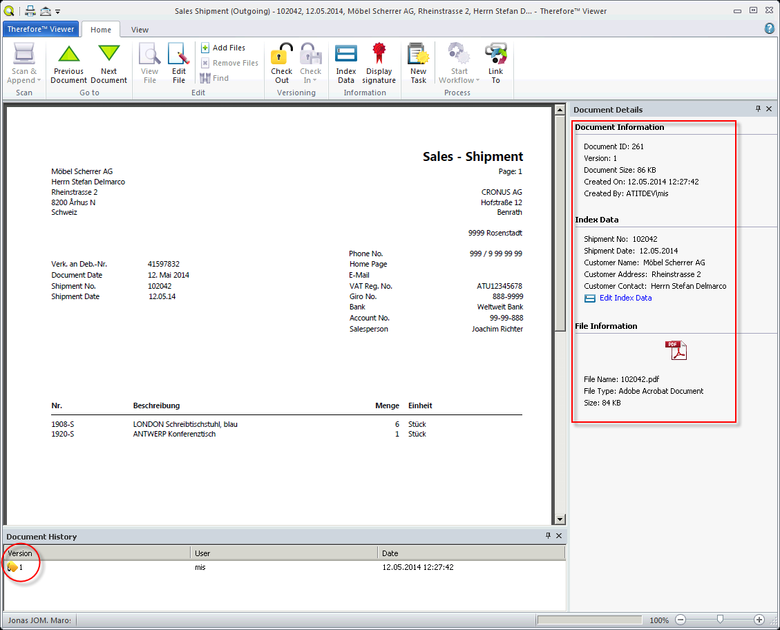 Figure 21: Therefore Viewer™ - archived Navision documents