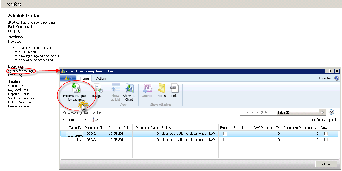 Figure 17: Process the queue for saving