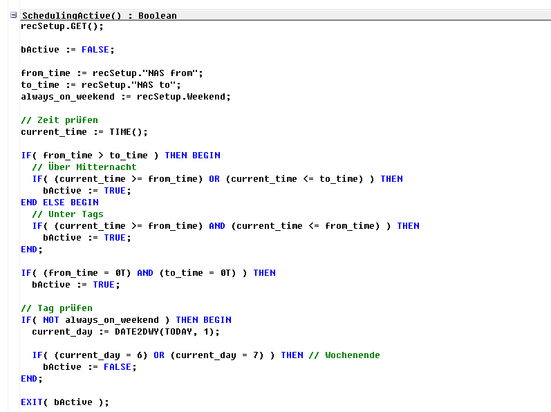 Figure 12: Codeunit 52101149 (Function SchedulingActive() )