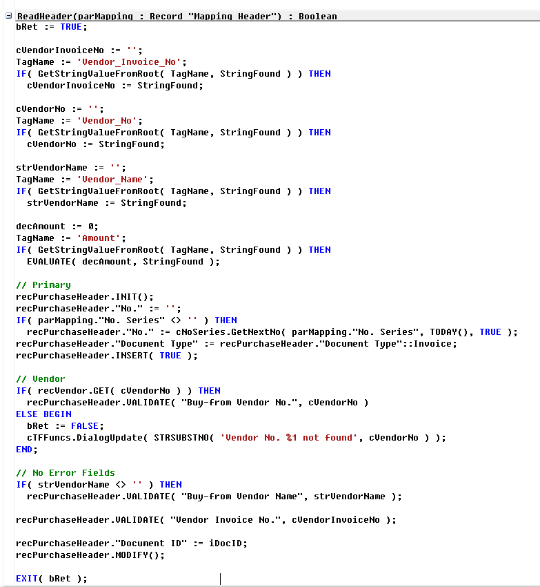 Figure 14: Codeunit 52101152 (Function ReadHeader() ) Figure 14: Codeunit 52101152 (Function ReadHeader() )
