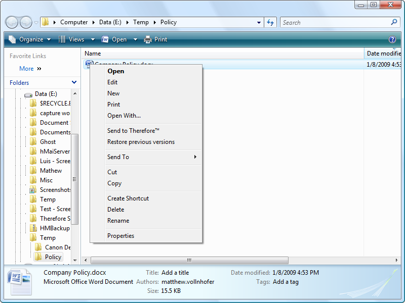 Integration MS Windows Explorer